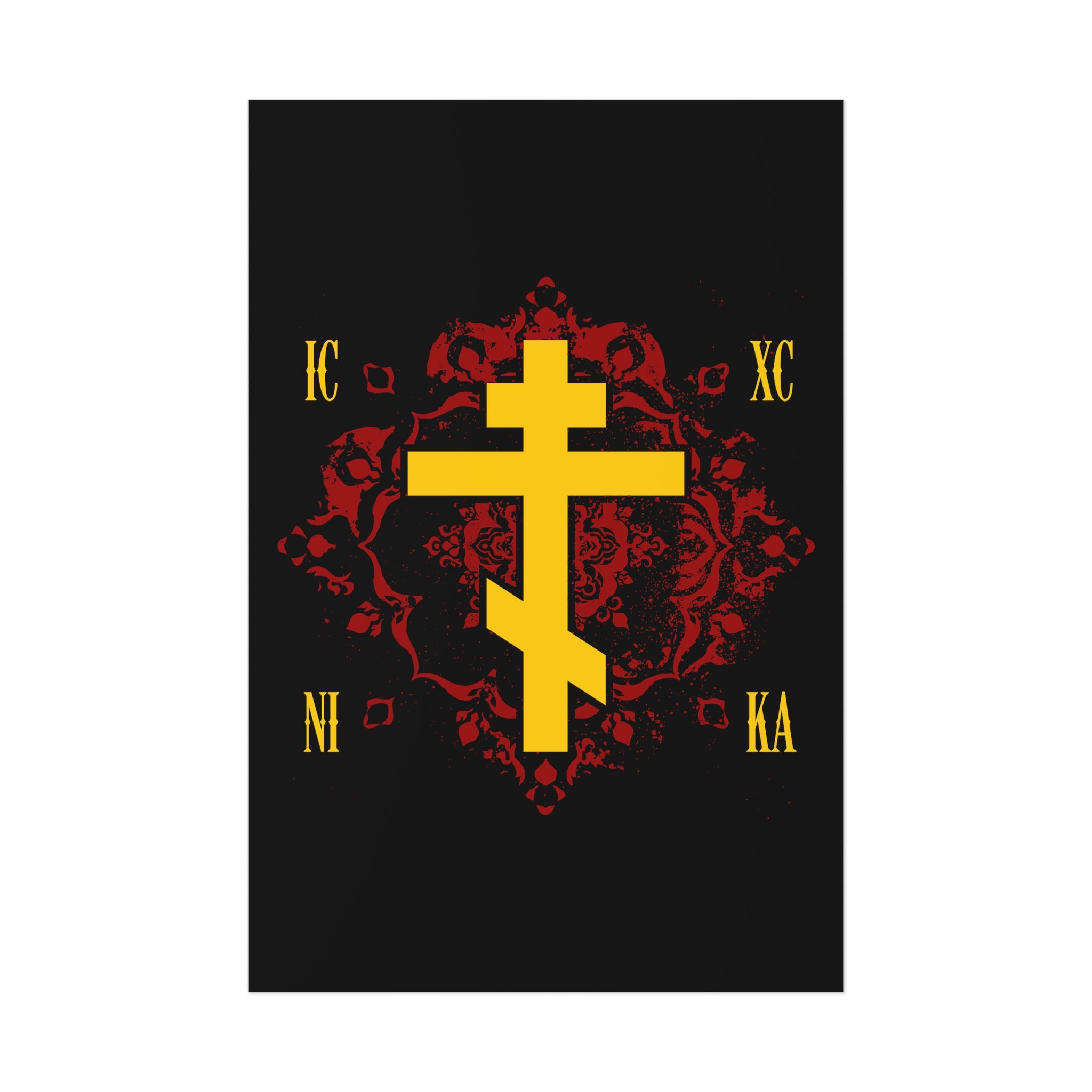 ICXC NIKA Russian Cross Ornate Background Orthodox Christian Poster