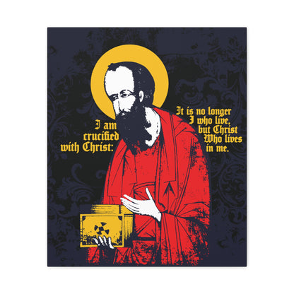 St Paul Holding Gospel Iconographic | I am crucified with Christ (Galatians 2:20) | Orthodox Christian Canvas Art