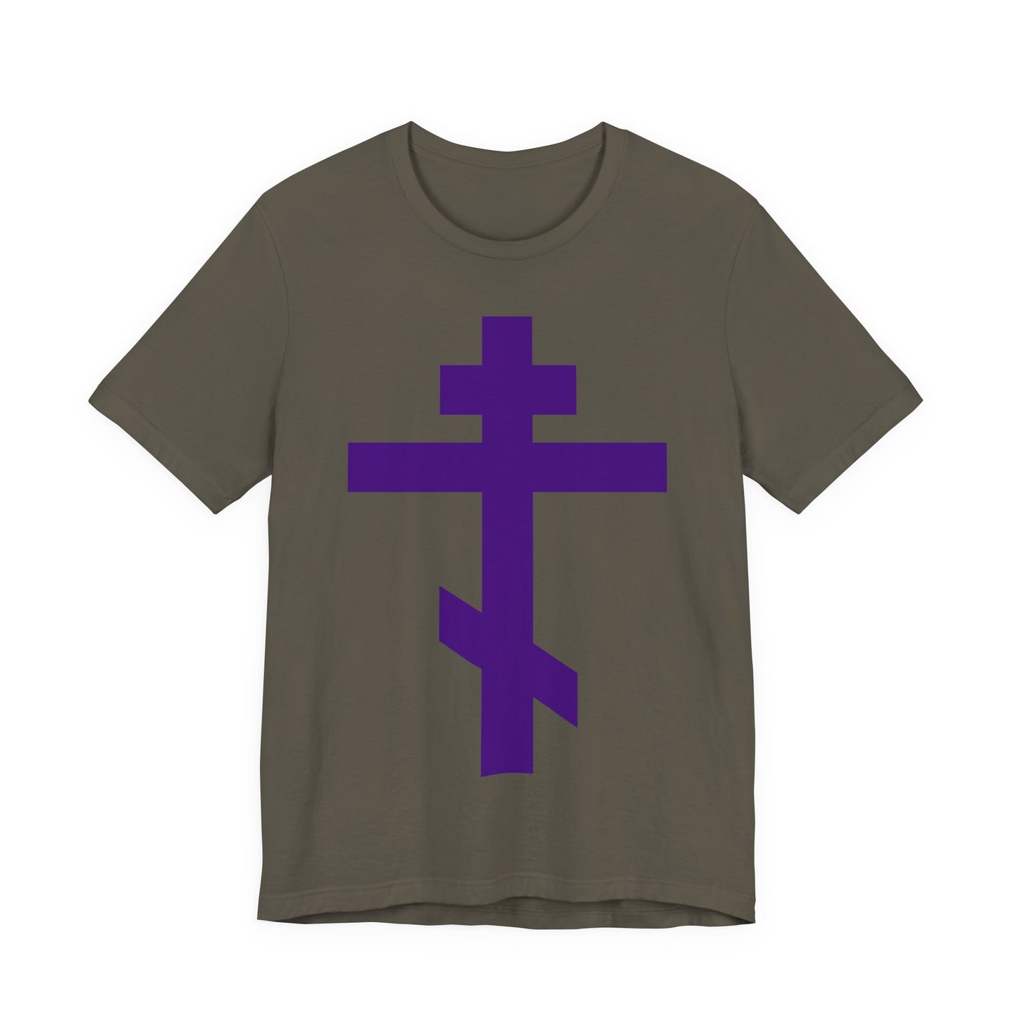 Purple Orthodox Tribar Cross | Preserve Thy People By Thy Cross, O Lord | Christ is King | Christian Unisex Cotton Tee