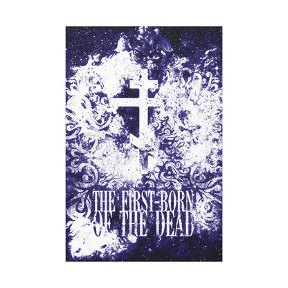 The First-Born of the Dead | Glowing White & Blue Textured Cosmic Orthodox Cross | Resurrection & Apocalypse | Christian Canvas Art