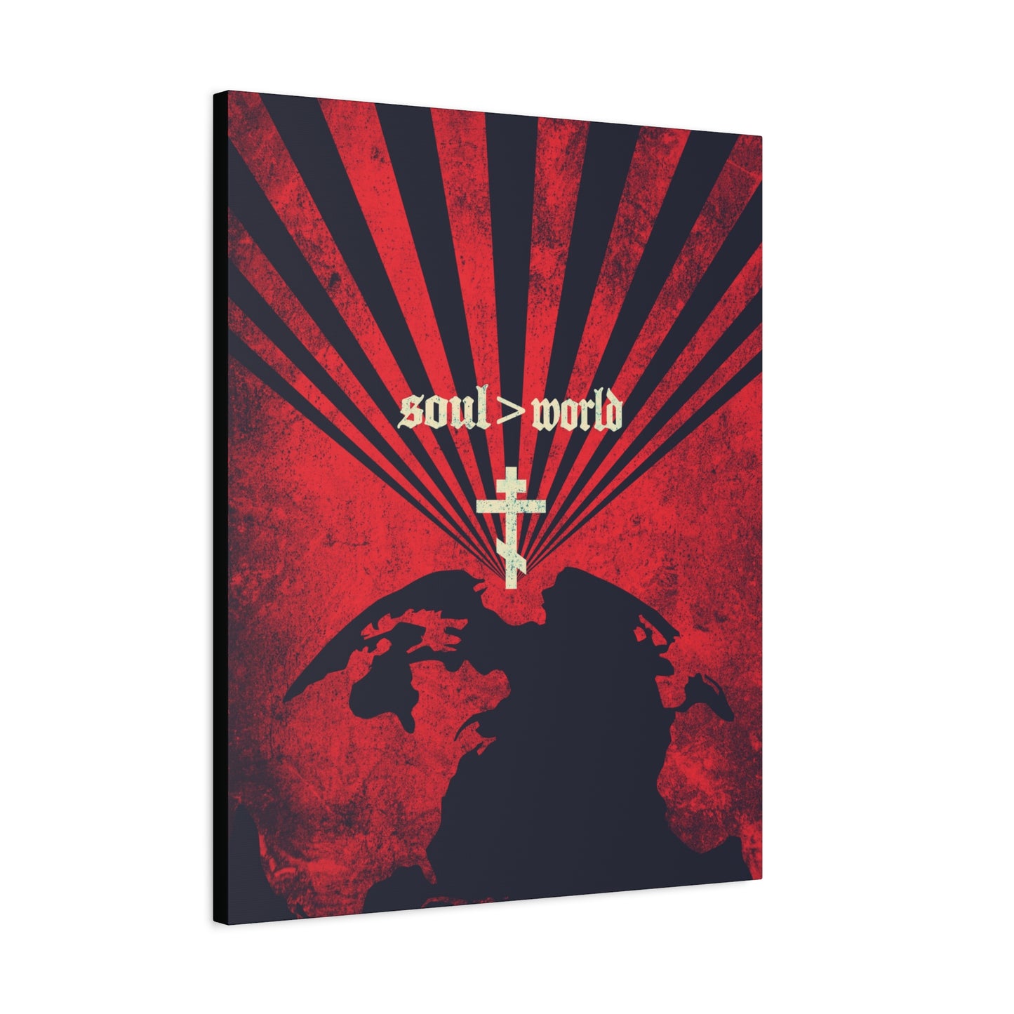 What Shall it Profit a Man | Matthew 16:26 | Soul Is Greater Than World | Red Earth White Cross | Orthodox Christian Canvas Art