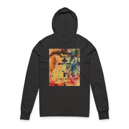 Behold, I Make All Things New (Revelation 21:5) | Cosmic Orthodox Cross On Inverted Starfield | Second Coming | Orthodox Long Sleeve Hooded Shirt
