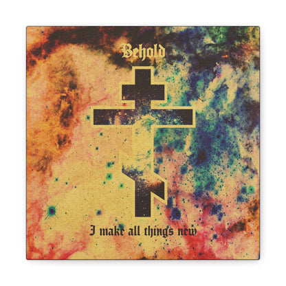 Behold, I Make All Things New (Revelation 21:5) | Cosmic Orthodox Cross On Inverted Starfield | Second Coming | Orthodox Christian Canvas Art