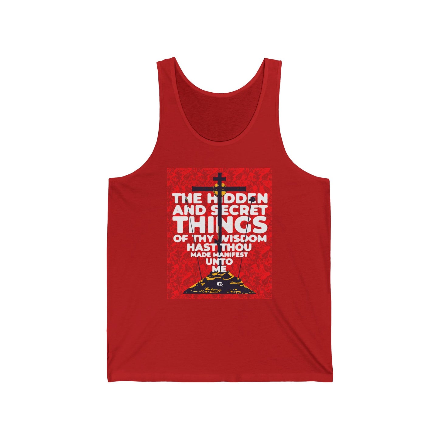 The Hidden and Secret Things of Thy Wisdom (Psalm 50/51) | Golgotha Cross | Skull of Adam | Orthodox Christian Jersey Tank Top