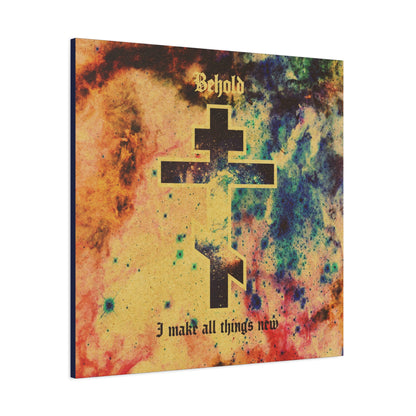 Behold, I Make All Things New (Revelation 21:5) | Cosmic Orthodox Cross On Inverted Starfield | Second Coming | Orthodox Christian Canvas Art