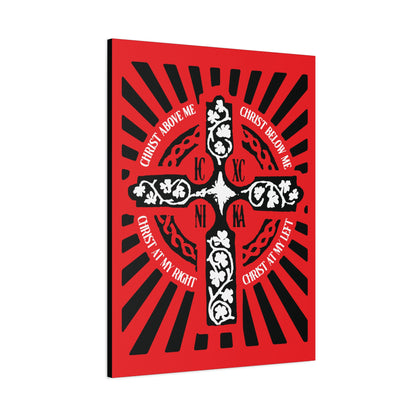 Red ICXC NIKA Enniskillen Celtic Cross | Lorica of St. Patrick | Shield Prayer | Orthodox Christian Canvas Art