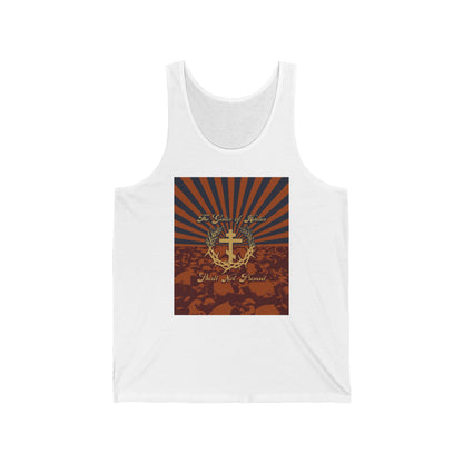 The Gates of Hades Shall Not Prevail | Cross with Wreath & Crown of Thorns | Skulls and Rays | Orthodox Christian Jersey Tank Top
