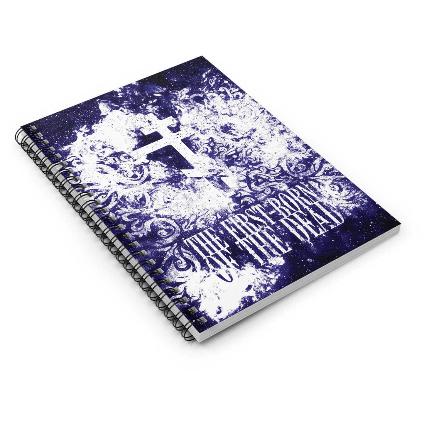 The First-Born of the Dead | Glowing White & Blue Textured Cosmic Orthodox Cross | Resurrection & Apocalypse | Orthodox Spiral Notebook