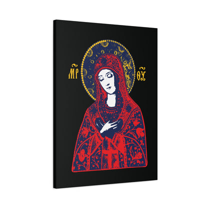 Joy of All Joys Tenderness Theotokos Iconographic Based on Traditional Orthodox Iconography | Red Design | Orthodox Christian Canvas Art