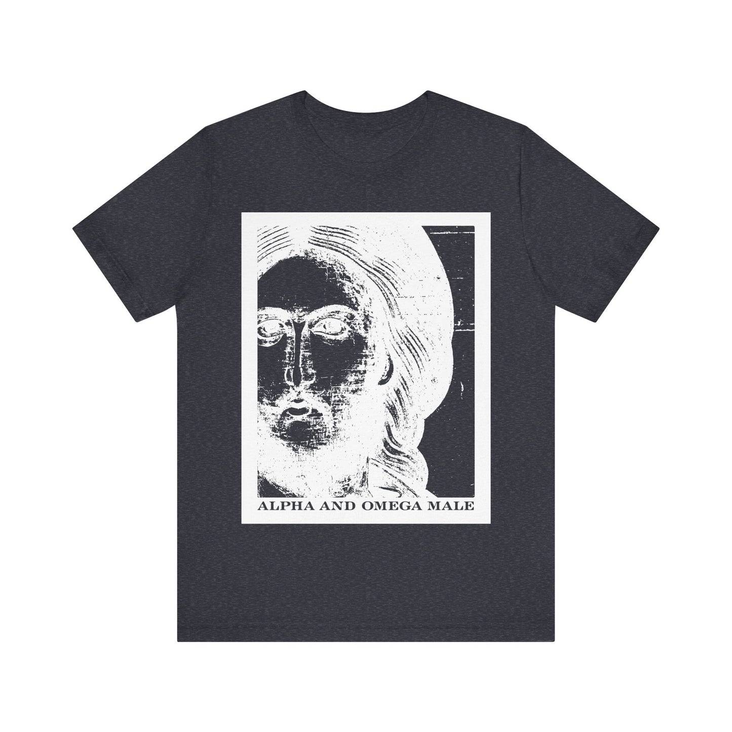 Alpha & Omega Male | Jesus Christ Icono-Graphic Photonegative | I am the Beginning & the End (Rev 22) | Lightweight Cotton Unisex T-Shirt