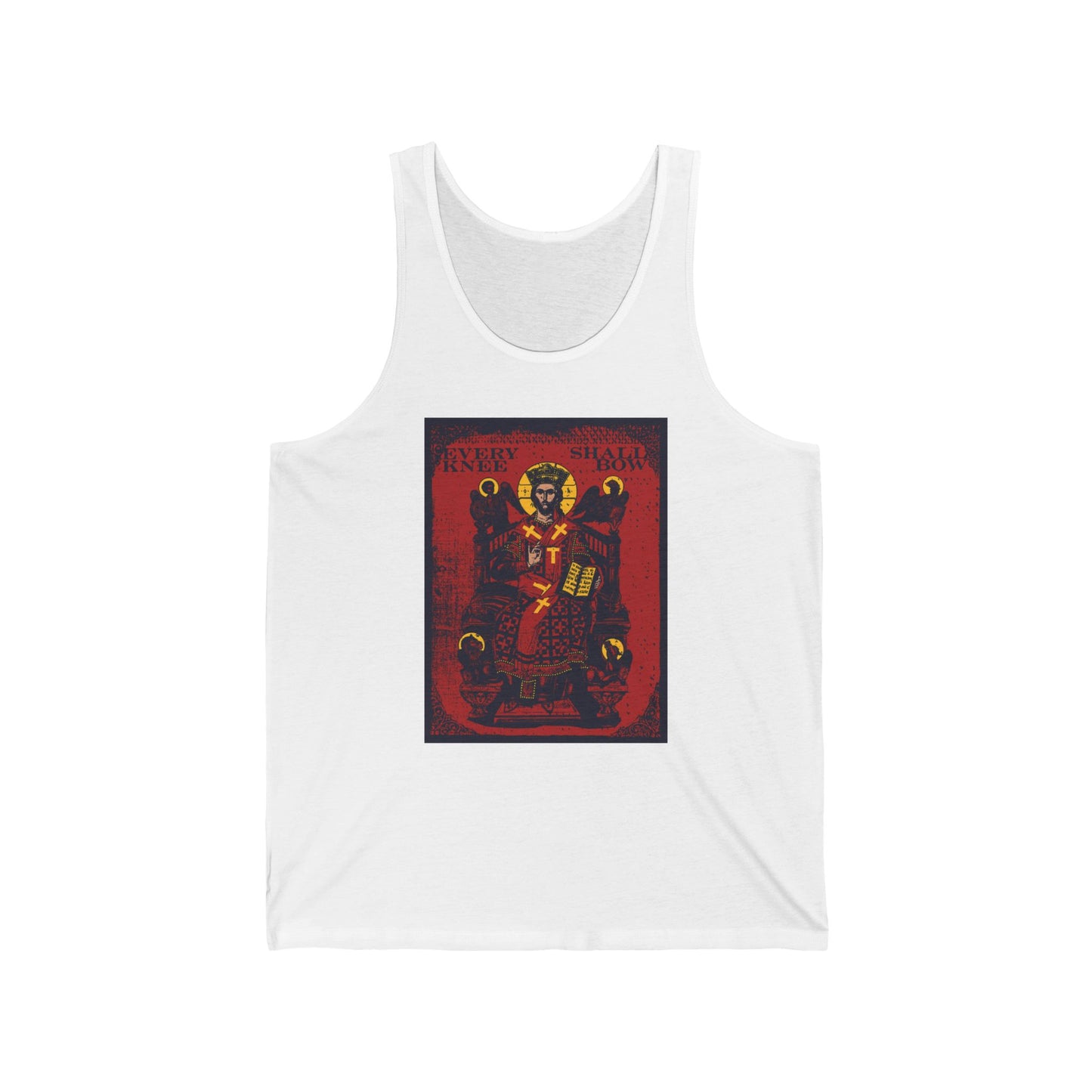 Every Knee Shall Bow (Phil 2:8-11, Isaiah 45:23) | Christ Enthroned IconoGraphic | 4 Living Creatures (Ezekiel's Chariot) | Orthodox Tank Top