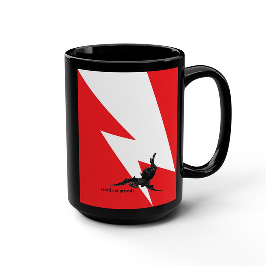 Shall Not Prevail | Satan Fell from Heaven Like Lightning (Luke 10:18) | Minimalist Design | Orthodox Christian 15oz Black Mug
