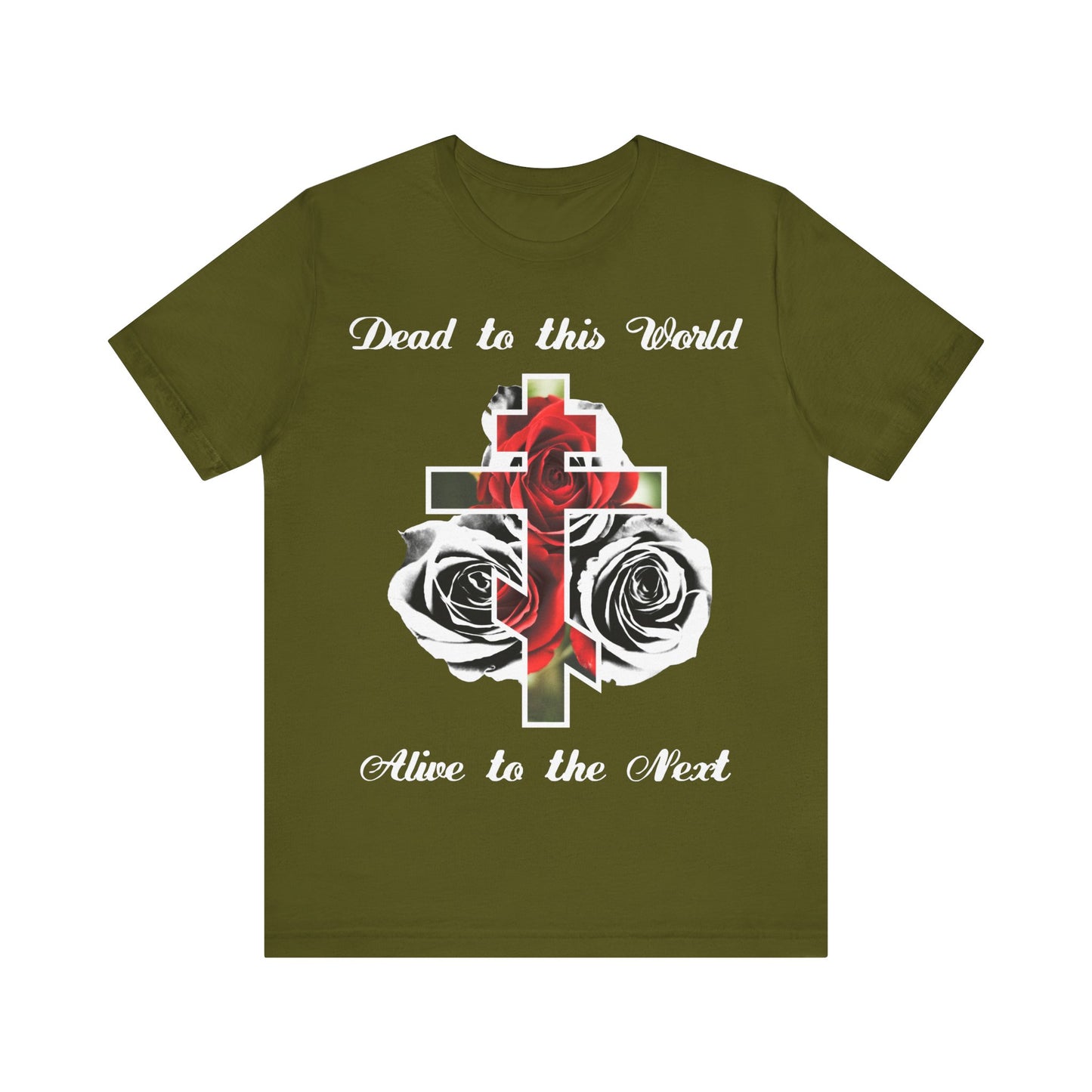 Dead to This World Alive to the Next | The Cross is the Doorway to Heaven | Red Roses, Black & White | Orthodox Christian Cotton T-Shirt