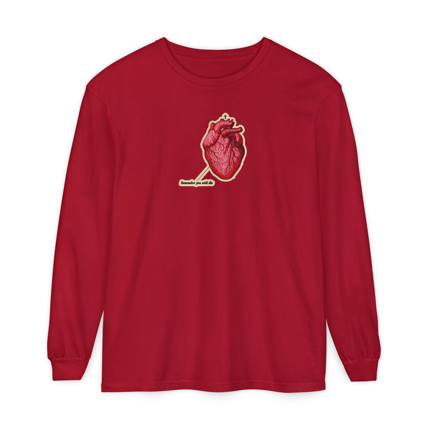 Remember You Will Die Retro Medical Textbook Heart Design | Orthodox Christian Long Sleeve Shirt