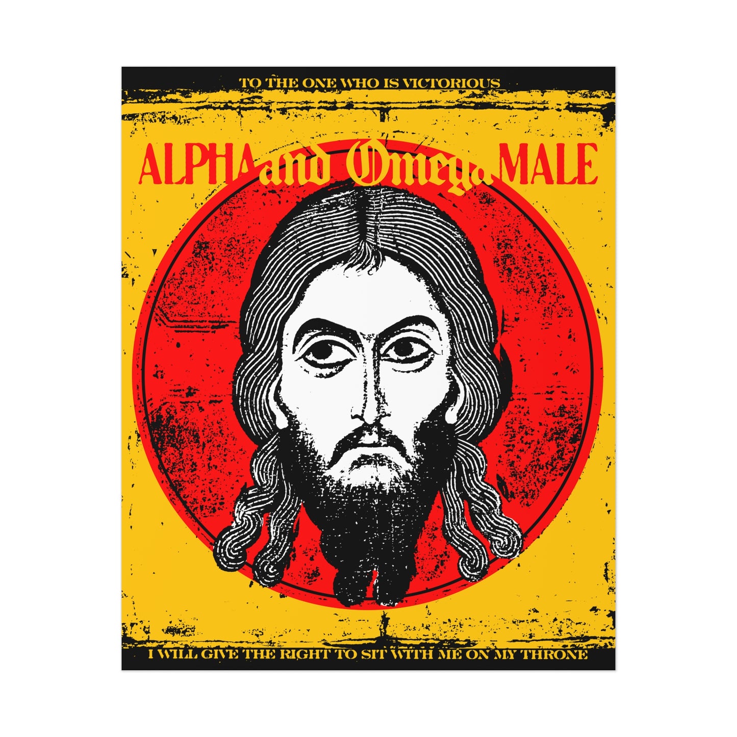 Alpha and Omega Male (Jesus Christ Image of Edessa IkonoGraphic) No. 1 | Orthodox Christian Art Poster