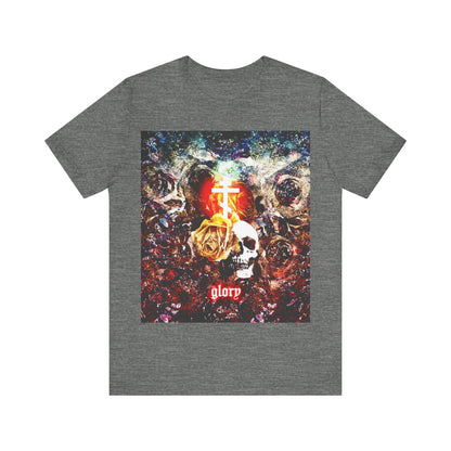 Now the Son of Man is Glorified, and God is Glorified in Him (John 13:31) | Skull and Floral Glowing Cross Design | Orthodox Christian T-Shirt