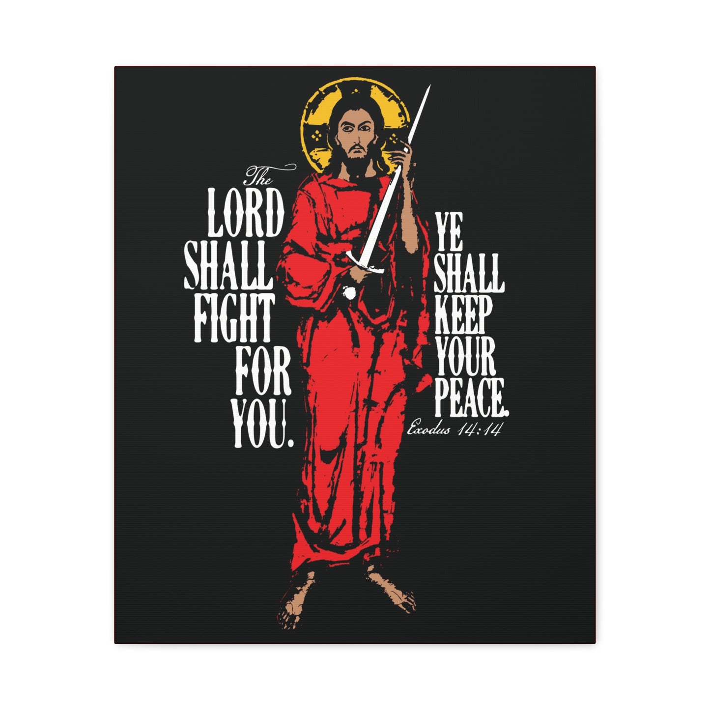 The Lord Shall Fight For You (Exodus 14:14) | Jesus Christ with Sword IconoGraphic | Orthodox Christian Canvas Art