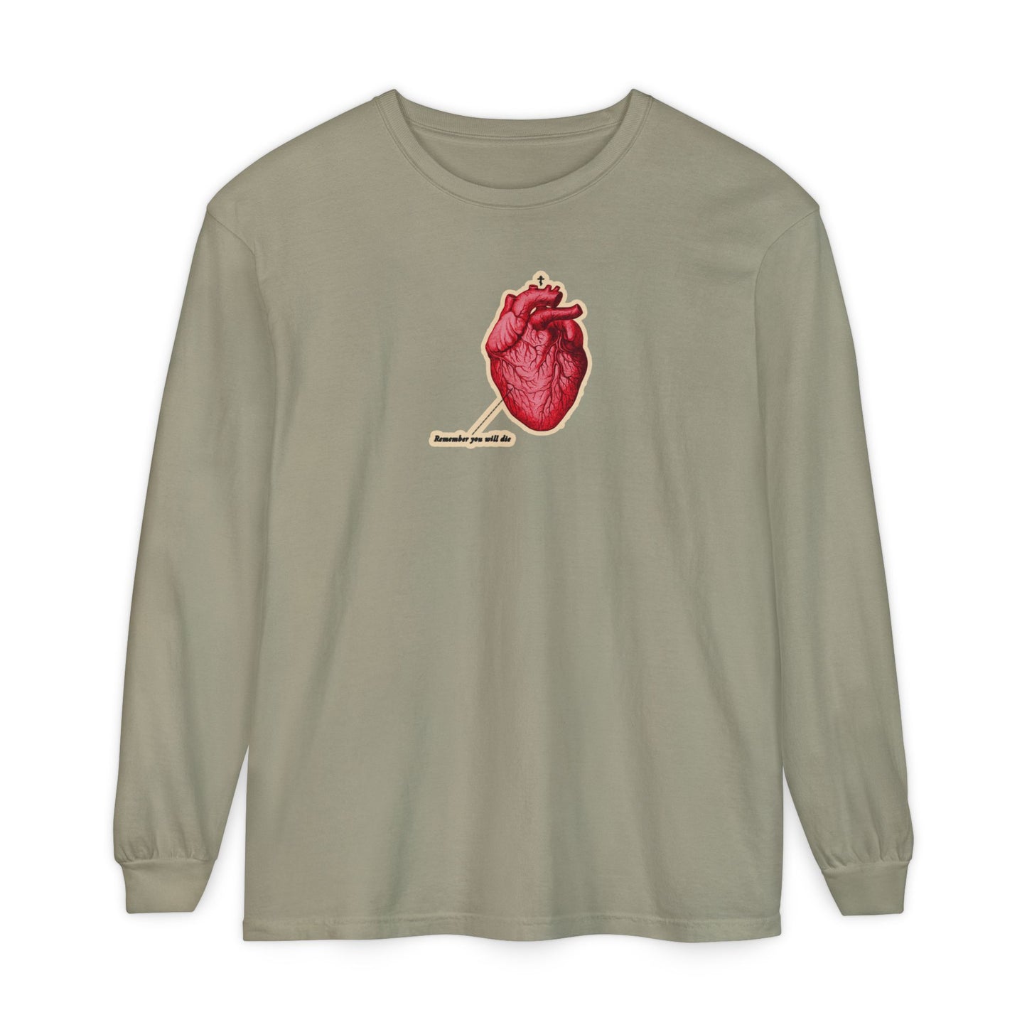 Remember You Will Die Retro Medical Textbook Heart Design | Orthodox Christian Long Sleeve Shirt