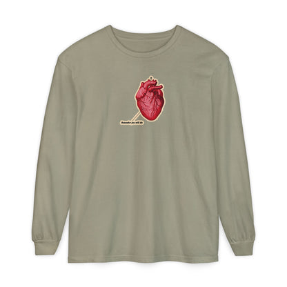 Remember You Will Die Retro Medical Textbook Heart Design | Orthodox Christian Long Sleeve Shirt