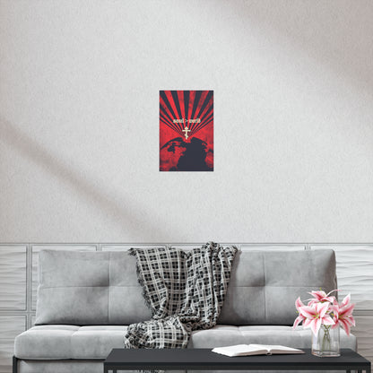 What Shall it Profit a Man | Matthew 16:26 | Soul Is Greater Than World | Red Earth White Cross | Orthodox Christian Art Poster