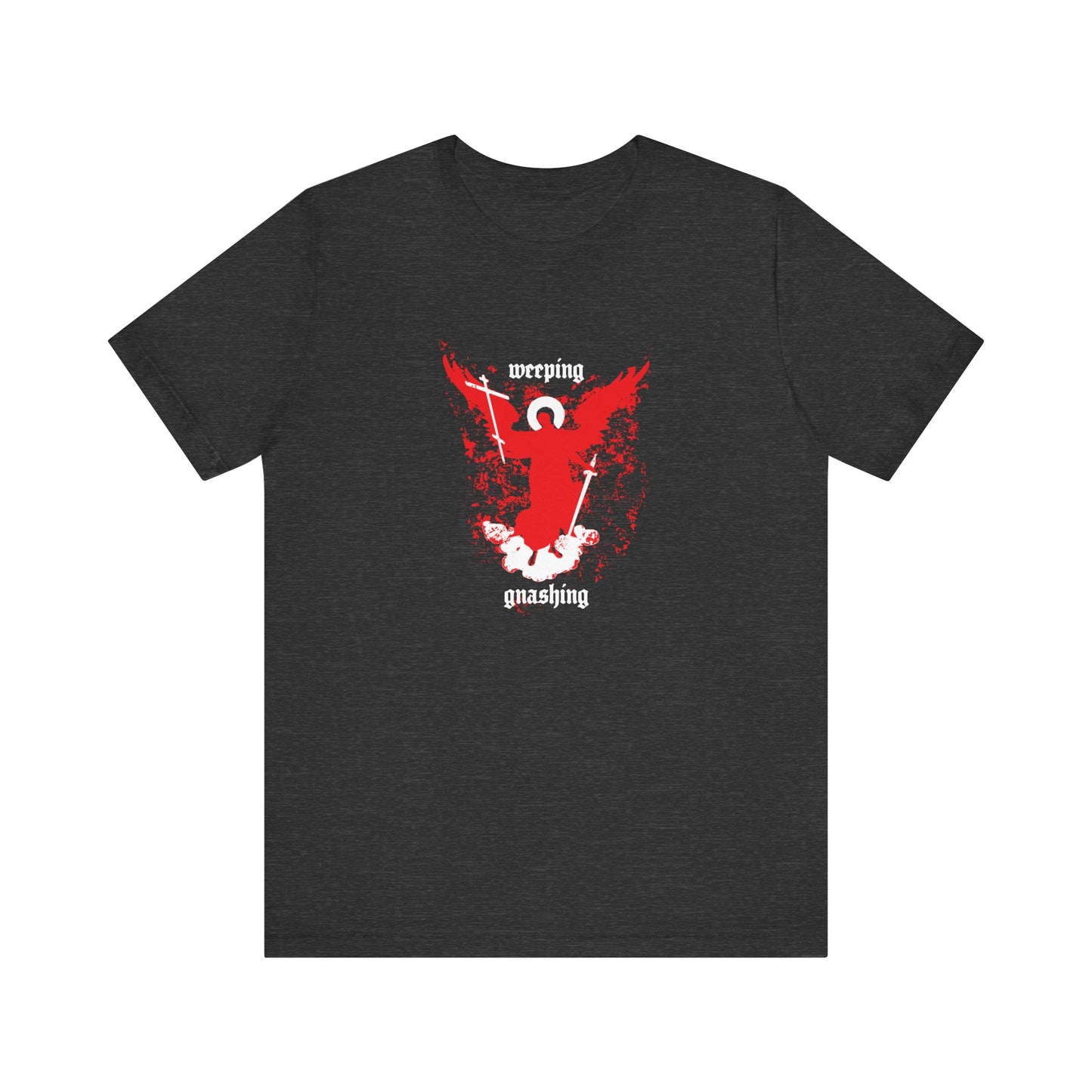 Weeping and Gnashing (Matthew 13:41) | Red Avenging Angel IconoGraphic | Orthodox Christian Lightweight Cotton Unisex Tee