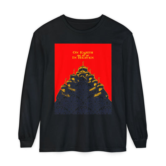 The Church: On Earth As It Is In Heaven | Lord's Prayer | Ancient Russian Wooden Church Design | Orthodox Christian Long Sleeve Shirt