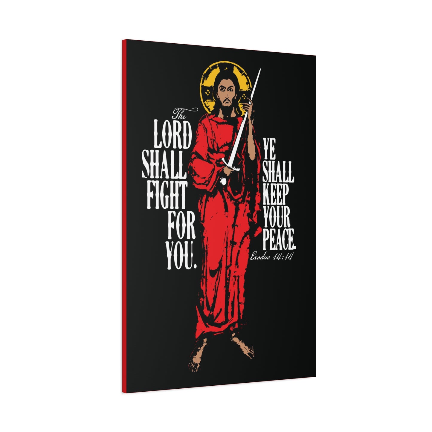 The Lord Shall Fight For You (Exodus 14:14) | Jesus Christ with Sword IconoGraphic | Orthodox Christian Canvas Art