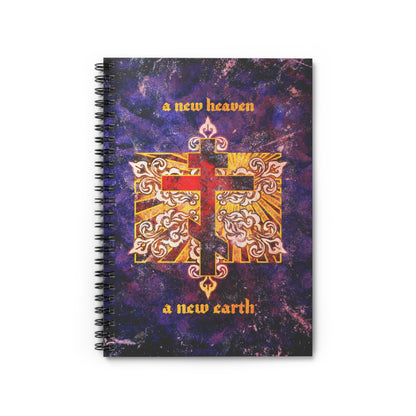 A New Heaven/A New Earth | Red Orthodox Cross on Textured Ornate Background | Orthodox Spiral Notebook