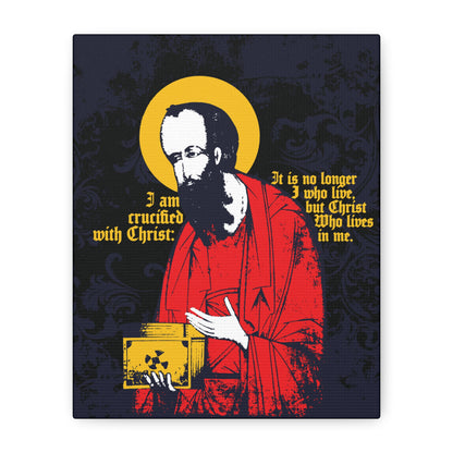 St Paul Holding Gospel Iconographic | I am crucified with Christ (Galatians 2:20) | Orthodox Christian Canvas Art