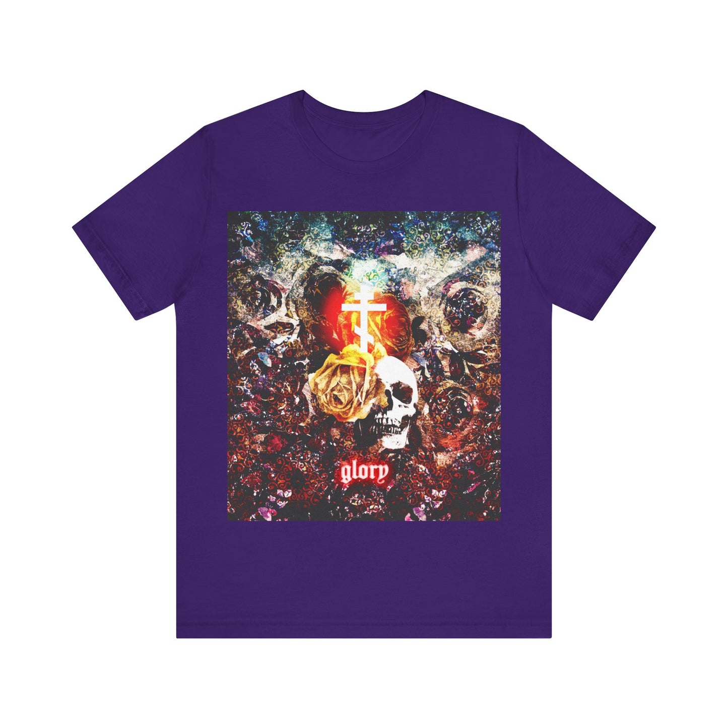 Now the Son of Man is Glorified, and God is Glorified in Him (John 13:31) | Skull and Floral Glowing Cross Design | Orthodox Christian T-Shirt