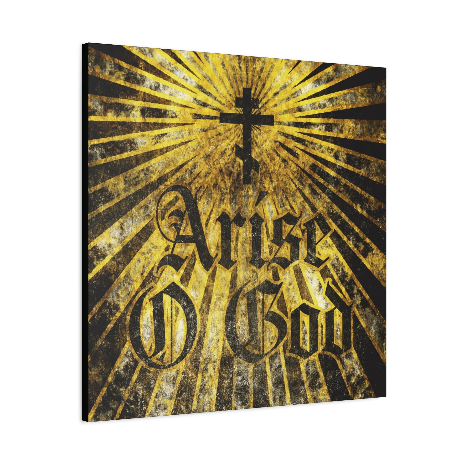 Arise O God | Psalm 81 (82 LXX): Orthodox Christian wall art featuring a Gothic font, Orthodox cross with golden rays, and a textured background—celebrating the Divine Council worldview.