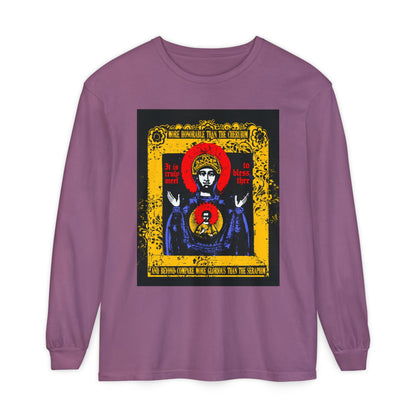 It is Truly Meet To Bless Thee Iconographic | Axion Estin Hymn to the Mother of God Theotokos | Orthodox Christian Long Sleeve Shirt