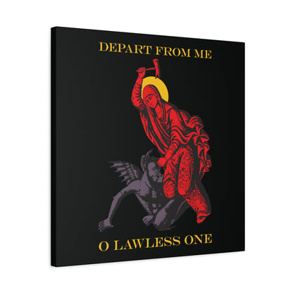 St Marina IconoGraphic (Depart from Me O Lawless One) | Saint Beating the Devil with a Hammer | Orthodox Christian Canvas Art