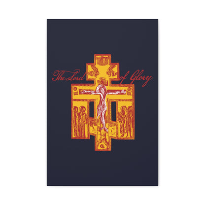 The Lord of Glory | Russian Golgotha Crucifix IconoGraphic (Blue BG) | 1 Corinthians 2:8 | Orthodox Christian Canvas Art