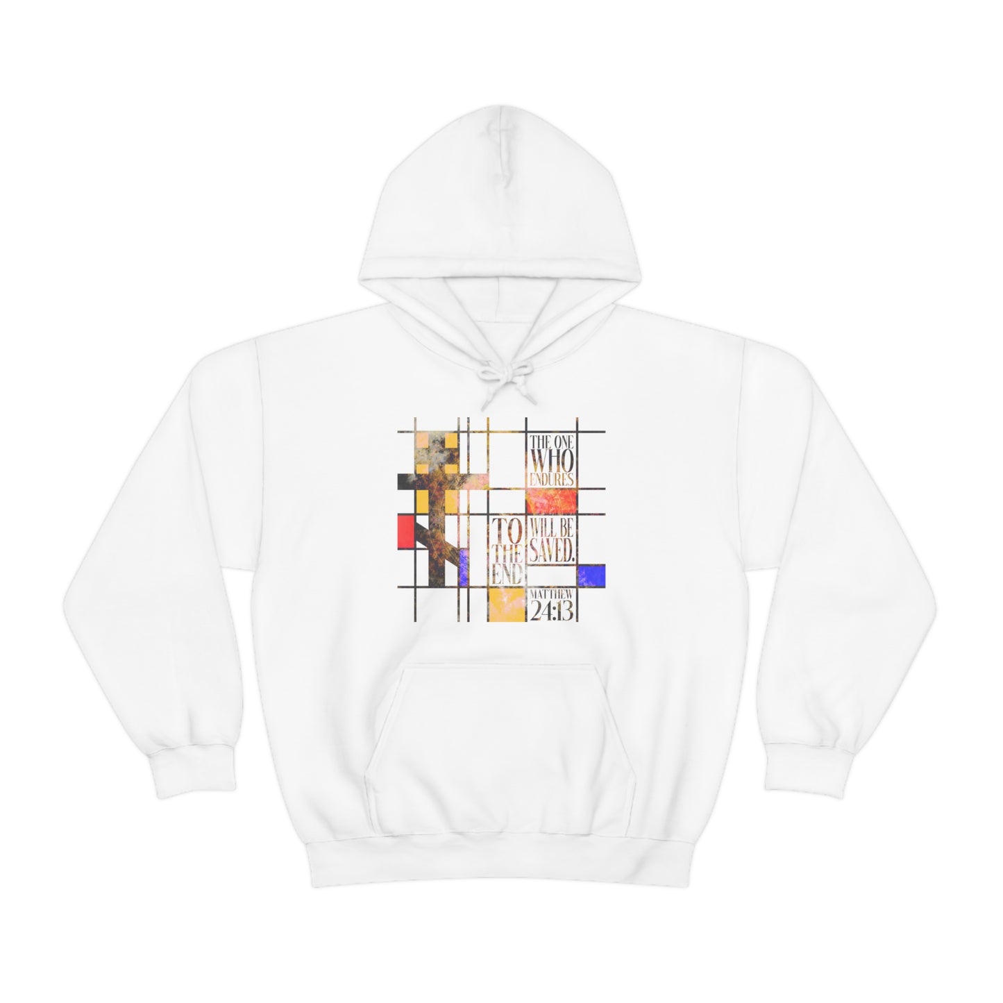 The One Who Endures - Mondrian Design No. 2 | Orthodox Christian Hoodie / Hooded Sweatshirt