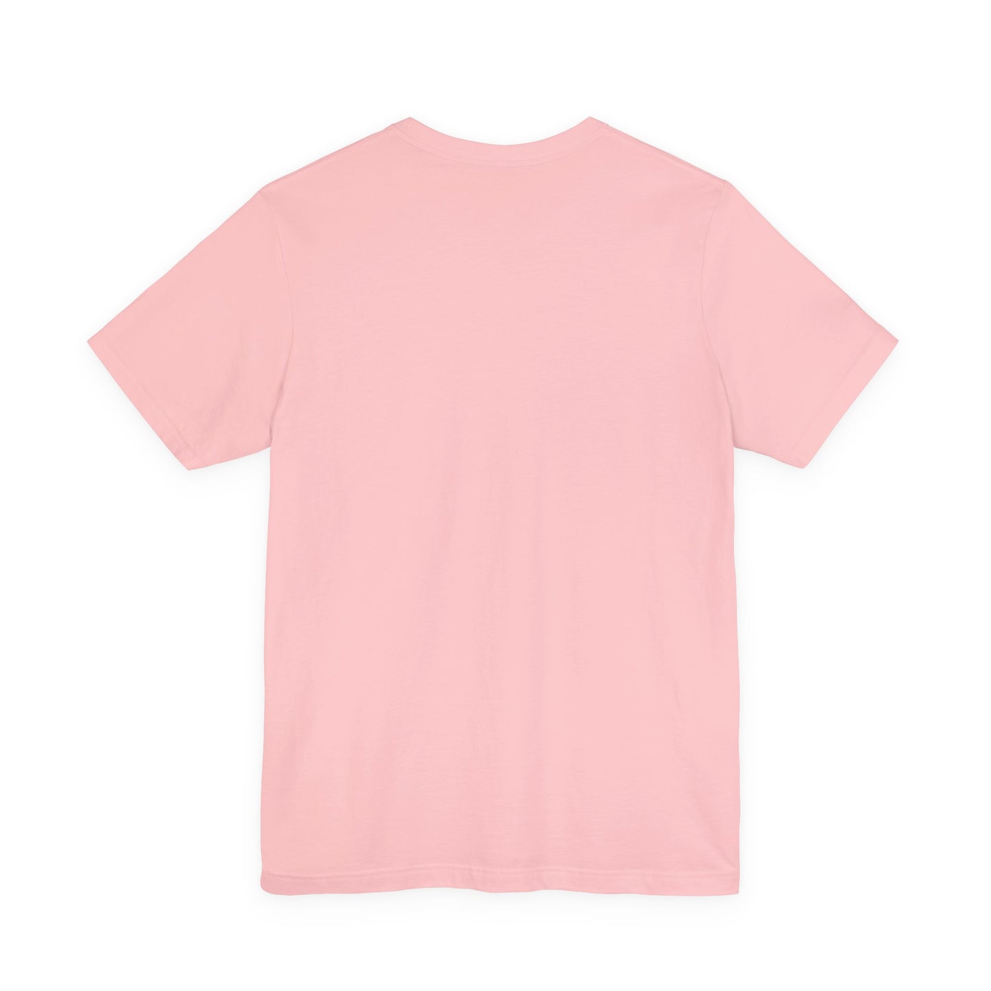 Those Who Mourn Over Their Sins | St George Slaying Dragon IconoGraphic | St John Climacus Orthodox Christian Lightweight Cotton Unisex Tee is displayed from the back against a white background, its plain light pink short sleeves embodying a gentle simplicity that reflects the quiet sadness of soul described by St John Climacus.