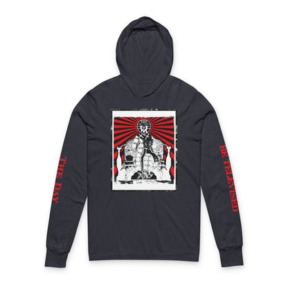 The Day of the Lord Shall Not Be Televised | Jesus Christ Iconographic with Sleeve Text | Revelation | Orthodox Long Sleeve Hooded Shirt