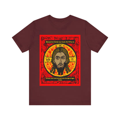 Made Without Hands (Mandylion/Image of Edessa) | Jesus Christ Orthodox Icon Graphic Design | Red Black & Yellow | Orthodox Christian T-Shirt