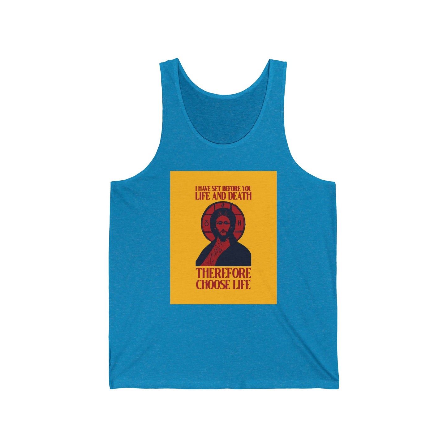 I Have Set Before You Life and Death (Deut. 30:11-20) Yellow Design No. 1 | Orthodox Christian Jersey Tank Top / Sleeveless Shirt