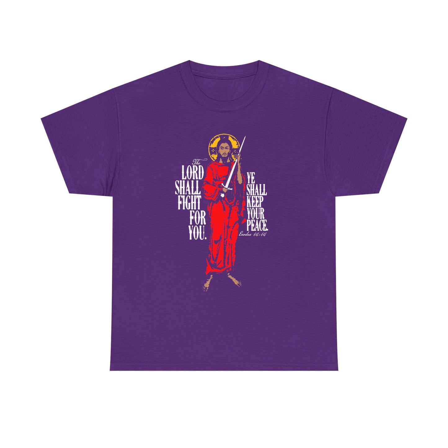 The Lord Shall Fight For You (Exodus 14:14) | Jesus Christ with Sword IconoGraphic | Orthodox Midweight Cotton Unisex Tee