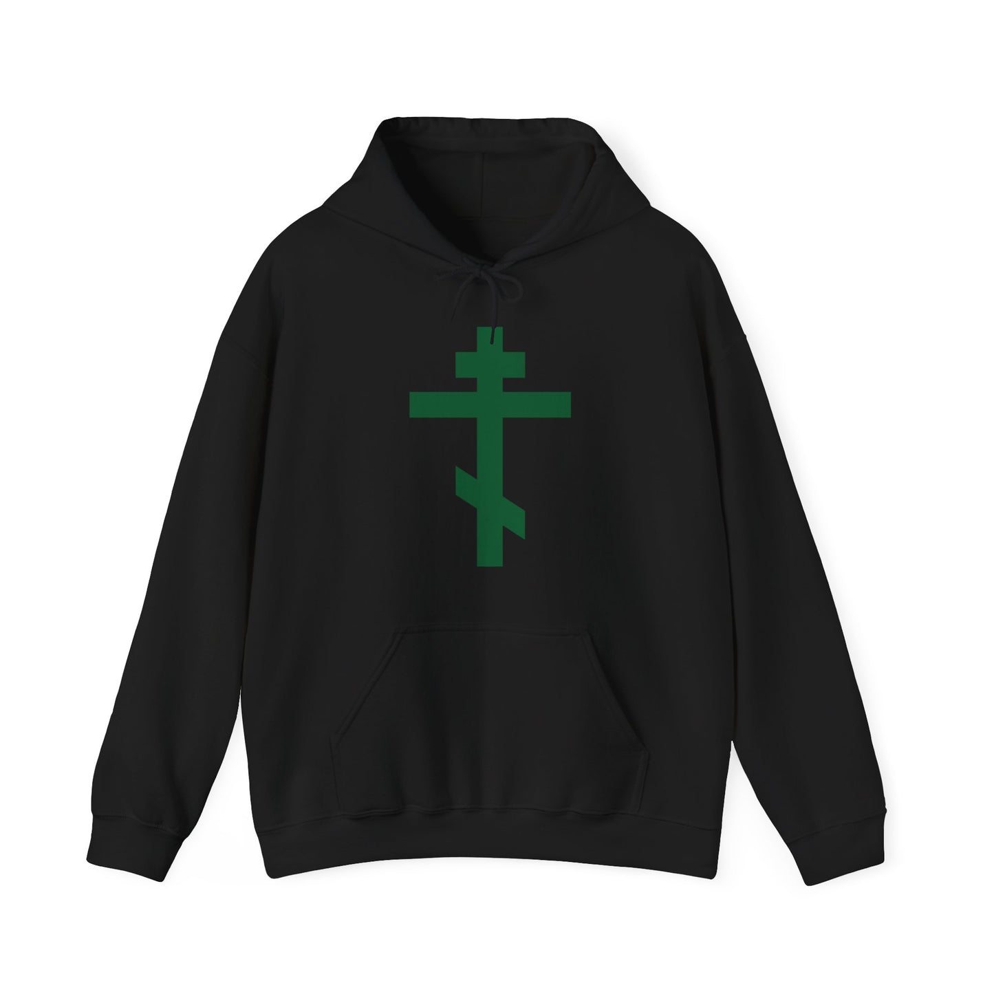 Forest Green Orthodox Tribar Cross | Preserve Thy People By Thy Cross, O Lord | Christ is King | Christian Streetwear Hoodie
