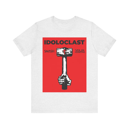 Idoloclast Idol-Smasher | Jesus NIKA Fist w/ Sledgehammer on Red Background | Smash Your Passions | Orthodox Christian T-Shirt