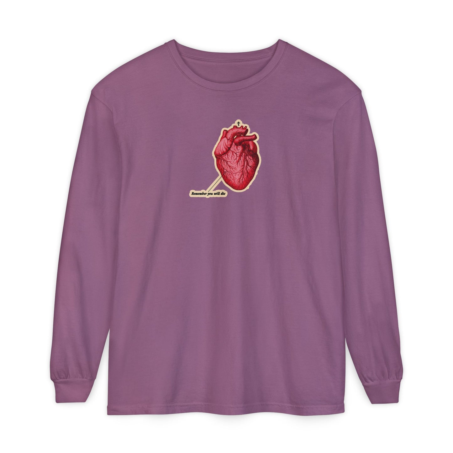 Remember You Will Die Retro Medical Textbook Heart Design | Orthodox Christian Long Sleeve Shirt