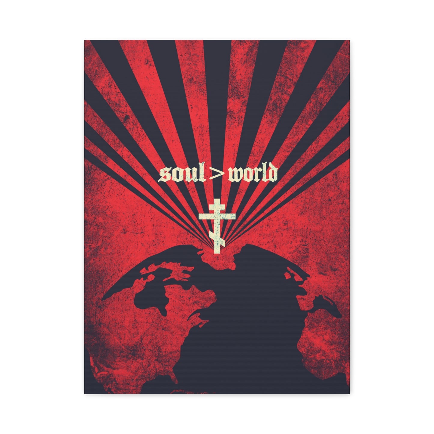 What Shall it Profit a Man | Matthew 16:26 | Soul Is Greater Than World | Red Earth White Cross | Orthodox Christian Canvas Art