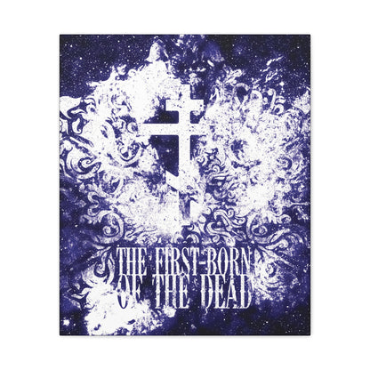 The First-Born of the Dead | Glowing White & Blue Textured Cosmic Orthodox Cross | Resurrection & Apocalypse | Christian Canvas Art