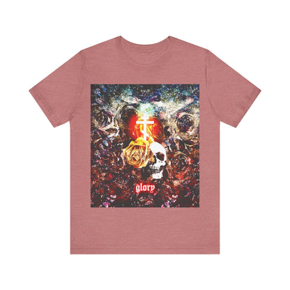Now the Son of Man is Glorified, and God is Glorified in Him (John 13:31) | Skull and Floral Glowing Cross Design | Orthodox Christian T-Shirt