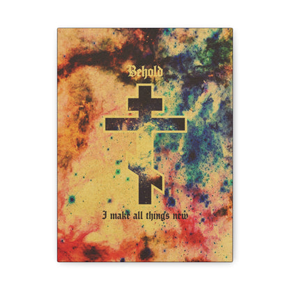 Behold, I Make All Things New (Revelation 21:5) | Cosmic Orthodox Cross On Inverted Starfield | Second Coming | Orthodox Christian Canvas Art