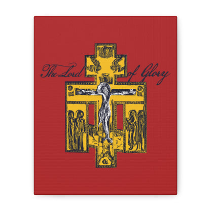 The Lord of Glory | Russian Golgotha Crucifix IconoGraphic (Red BG) | 1 Corinthians 2:8 | Orthodox Christian Canvas Art
