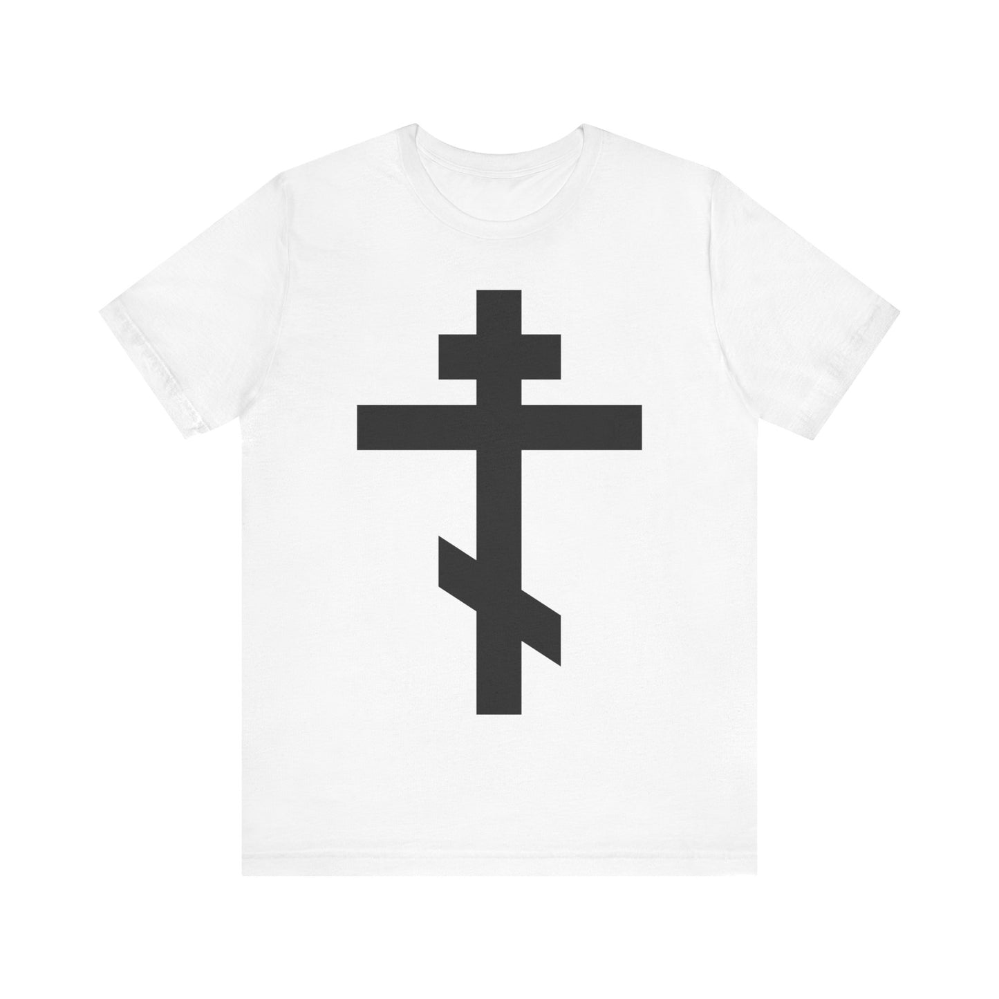 Black Orthodox Cross | May I Never Boast Except in the Cross of Our Lord Jesus Christ (Gal 6:14) | Christian Unisex Cotton Tee