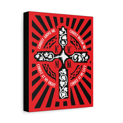 Red ICXC NIKA Enniskillen Celtic Cross | Lorica of St. Patrick | Shield Prayer | Orthodox Christian Canvas Art